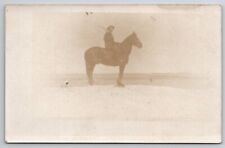 RPPC Man on Beautiful Horse with Rifle Real Photo Postcard I23 picture