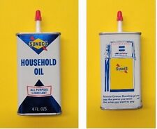 1960's Vintage SUNOCO 4 Oz Household Oil Can  SUN OIL CO Handy Oiler Tin UNOPEN picture