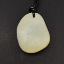 Hotan White Jade Pebble Pendant Nephrite Necklace Hetian Khotan Gem Stone #8 picture