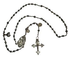 05K20 ANCIENT 18TH CENTURY ROSARY + SOLID SILVER PEARLS PRAYERS SAINT ANNE RELIGION picture