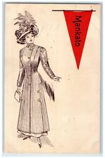 1910 Pretty Woman Floral Hat Mankato Minnesota MN Pennant Antique Postcard picture