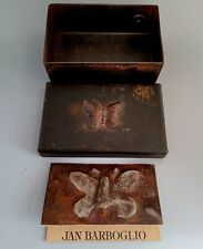Jan Barboglio Vintage Giving Box Butterfly Hand Forged Iron Metal Trinket Box picture