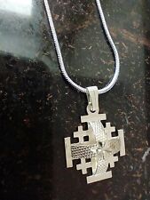 Sterling Silver Jerusalem Lightweight Crusader's Cross & Silver-Plated Chain 18