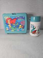 Vintage Disney The Little Mermaid 90’s Ariel Plastic Lunch Box w/ Thermos picture
