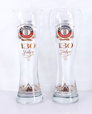 2 ERDINGER 130 YEAR Weissbrau Weissbier 10” Pilsner Wheat Beer Glasses .5L MINT picture