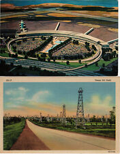 USA TWO NEW OLD POSTCARDS  NYC,LA GUARDIA AIRPORT, TEXAS OIL FIELD UNPOSTED picture