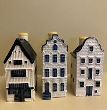 3 Vtg KLM Airlines Blue White Delft Canal Houses #’s 6 45 & 79 Empty Bols picture