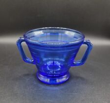 Vintage Hazel Atlas Cobalt Blue Moderntone Open Sugar Bowl With Handles picture