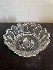 Vintage Clear Pressed Glass 8.5” Crown Bowl Rare Unusual Design Heavy Soft Feel picture