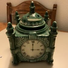 Marshall Field's & Co. State Street Clock Green Ceramic Tea Light - Great Cond picture