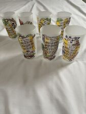 Vtg 7 Frosted Highball Glasses 50s 7 Pc Stephan C Foster Song Fred Caravetta Art picture