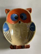 Vintage Ceramic Trinket Owl Dish Unique MCM Colorful Lustreware Made In Japan picture