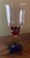 Vintage Pier 1 Wine Glass ** Party Of 1 ? Red Yellow Blue Stem Ware picture