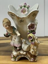 Vintage Camille Naudot Porcelain Girl Figural Vase - 5.75