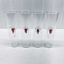 Set Of 4 Vintage Murano Shot glasses Clear applied Red grapes Hand Blown picture