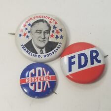 Cox and FDR Franklin Roosevelt VP Pin Pinback Button Lot of 3x picture