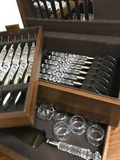 AMAZING 24% CRYSTAL STAINLES FLATWEAR/SILVERWEAR SET 12+1 FIVE PC PLACE SETTINGS picture