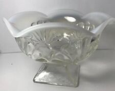 Antique Glass White Opalescent Footed Bowl Candy Dish Jefferson picture