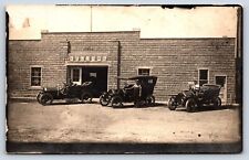 Postcard IA RPPC Tipton Overland City Garage Early Roadsters Cars Personnel D1 picture