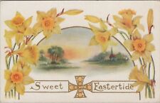 Sweet Eastertide Daffodil Flower Meadow Church Divided Back Vintage Post Card picture