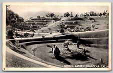California Pasadena Sunken Garden Birds Eye View Black White Vintage Postcard picture
