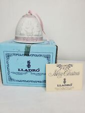 Lladro 1987 Bisque Porcelain Pink & White Bell With Box Christmas Bell Ornament  picture