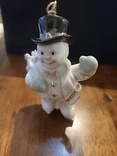 2003 Lenox Porcelain Ice Skating Into The Holiday Snowman Christmas Ornament 4” picture
