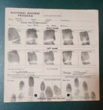 Original 1945 NATIONAL DEFENSE PROGRAM FBI Fingerprint Card Application 16 22517 picture