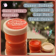 Rare 1970s TUSSY Softee Lipcolor LIP GLOSS Lip Pot ICED CORAL Mostly Full HTF picture