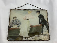 Antique Victorian Chimney Flue Cover Womens Boat Ride Litho Image picture
