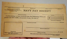 WORLD WAR II US NAVY PAY RECEIPT UNUSED, NOVEMBER 1943, PAPER EPHEMERA picture