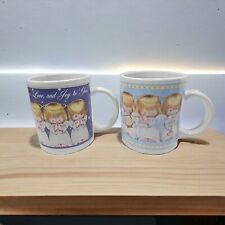 Vintage Houston Harvest Hallmark Set Of 2 Coffee Mugs Angels Tea; Hot Chocolate picture