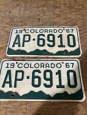 Pair Nice 1967 Colorado License Plates- Passenger Car.  picture