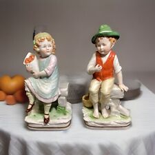 PM&M German boy & girl decorative figurines porcelain Scheibe-Alsbach Early 20th picture