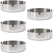 5 Pack Stainless Steel Ashtrays for Cigarettes, Outdoor, Indoor round Patio Asht picture
