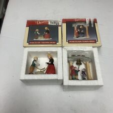 2 Vintage Lemax 1991 Porcelain Figures Dickensvale Helping Mom Town Hell picture