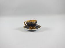 Antique Coalport Gold Gilt Quatrefoil Mini Demitasse Cup & Saucer T194-Cobalt picture
