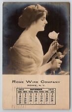 Rome Wire Company NY Pretty Woman 1912 Calendar Advertising RPPC Postcard W23 picture