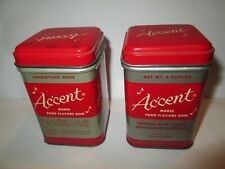 VTG LOT OF 2 METAL TINS LID AC'CENT AMINO PRODUCTS  MAKES FOOD FLAVORS SING picture