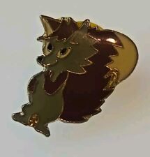 Vintage Gray Fox With Brown Bushy Tail Metal Enamel Pin picture