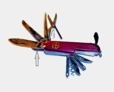 Swiss Type Army Knife 13 Functions Includes Tweezers Toothpick Blades Corkscrew picture