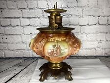 Antique Fostoria Kerosene Oil Lamp Consolidated Lions Head Arabian Safari GWTW picture