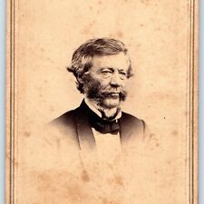 c1860s Sharp Wise Old Man Cool Sideburn Beard Deep Wrinkles CdV Photo Card H21 picture