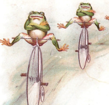 1880s J&P Coats Six Cord Thread Anthropomorphic Bullfrogs Penny-Farthings P162 picture
