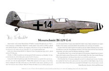 Luftwaffe, Bf-109G-6, Signed by German Ace, Aviation Artist; Ernie Boyette picture