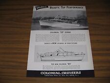 1958 Print Ad Colonial Cruisers Boats 