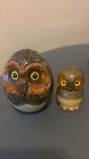 VINTAGE ALIBASTER OWL PAPERWEIGHT set picture