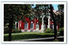 c1940's Carnegie Library Building Trees Pathways Antigo Wisconsin WI Postcard picture