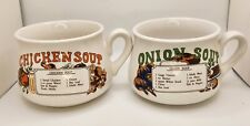 Vintage DDJ Onion Soup and Chicken Soup Recipe Mug Cups Bowls Lot Of 2 picture