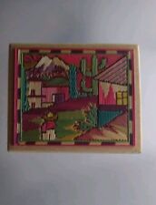 Vintage Mexican POPOTILLO Inlaid Straw Mosaic Handmade Wood Trinket Jewelry Box picture